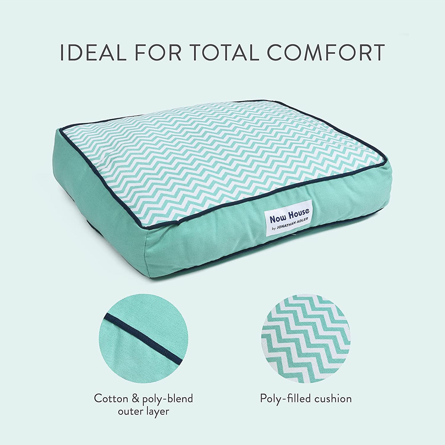 Now House for Pets by Teal Chevron Cushion Dog Bed, Large | Large Dog Bed Washable Dog Bed for Large Dogs by Now House by (FF15504)