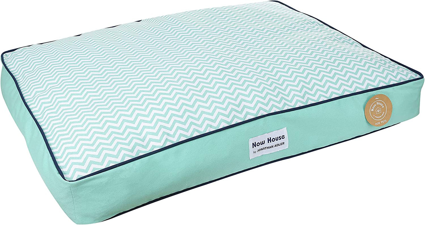 Now House for Pets by Teal Chevron Cushion Dog Bed, Large | Large Dog Bed Washable Dog Bed for Large Dogs by Now House by (FF15504)