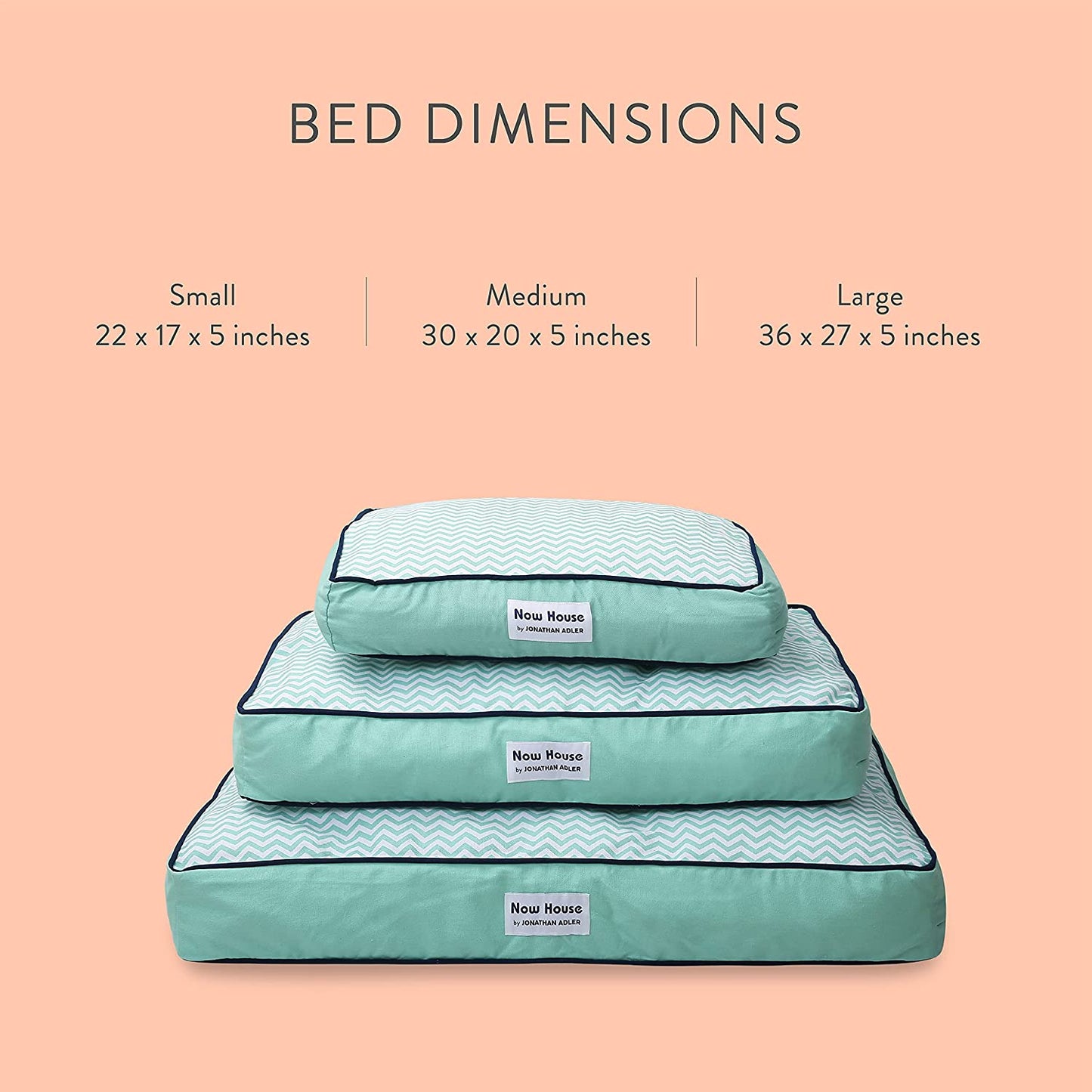 Now House for Pets by Teal Chevron Cushion Dog Bed, Large | Large Dog Bed Washable Dog Bed for Large Dogs by Now House by (FF15504)